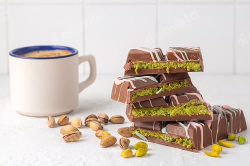 Vorschau: Trendschokolade; Dubai-Schokolade wird aus Pistazienpaste und Kadayif hergestellt.