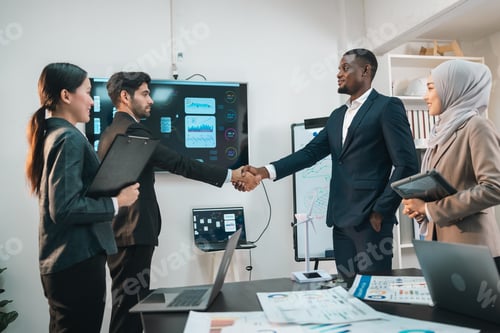 Preview: Successful Business Team in Office Cooperation, Professional Partnership Communication Colleagues