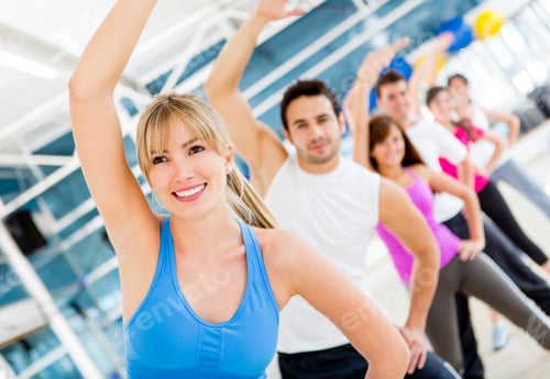 Preview: Group Of Gym People In Aerobics Class