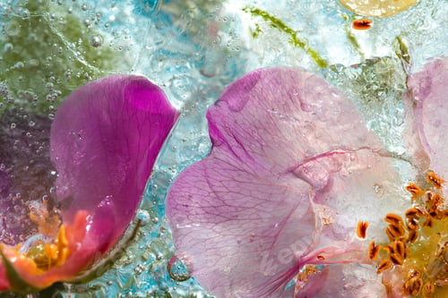 Preview: Abstract background of frozen multicolored flowers