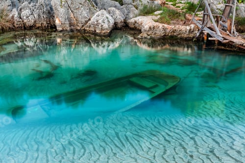 Preview: sunken wooden boat