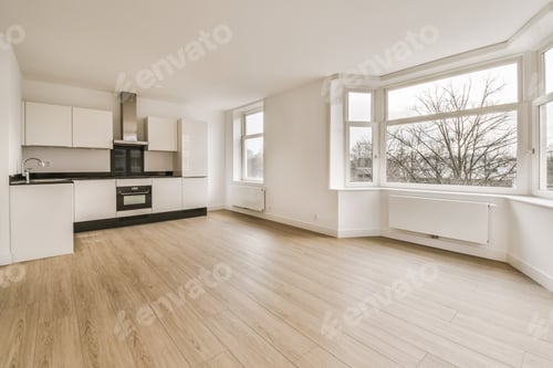 Preview: The interior of a beautiful room with a kitchen area