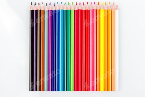 Preview: macro multicolored pencils on a white background