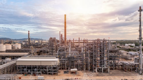 Preview: Oil and gas refinery plant form industry zone, Aerial view oil and gas Industrial.