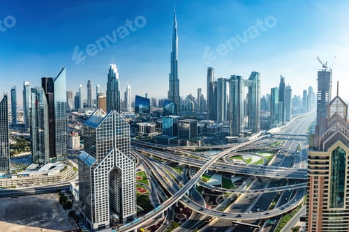 Preview: Burj Khalifa in Dubai downtown business skyscrapers highrise architecture.