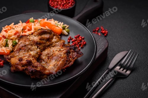 Preview: Delicious fresh crispy chicken grilled with salt, spices and herbs