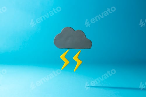 Preview: Cloud With Lightning Weather Icon Made of Clay