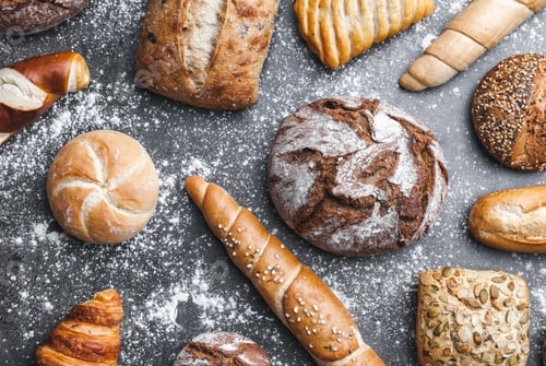Preview: Delicious fresh bread on rustic background