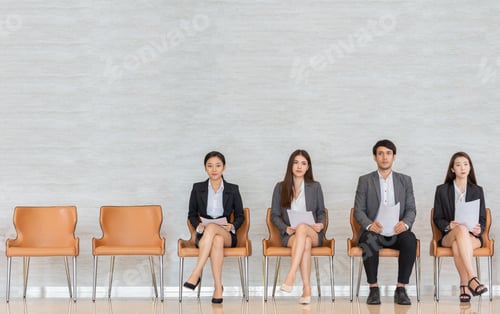 Preview: Asian business people are waiting for a job interview.