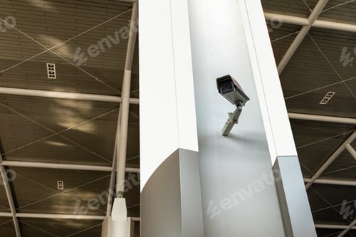 Preview: CCTV surveillance camera with blank billboard