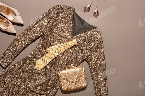 Preview: Fashion clothes stylish set, dress and accessories
