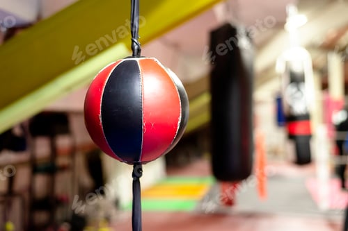 Preview: Black and red punching bag at boxing gym