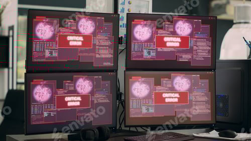 Preview: IT office displaying critical error message flashing on screen