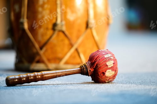 Preview: Indonesian ancient folk musical instruments. Close-up photography.
