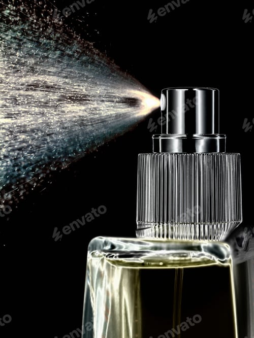 Preview: Close up of perfume spraying from bottle