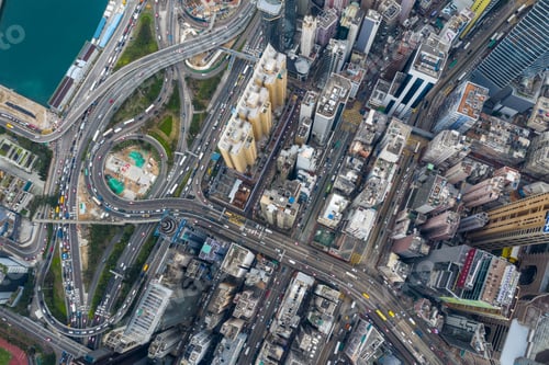 Preview: Causeway Bay, Hong Kong 22 February 2019: Aerial view of Hong Kong city skyline