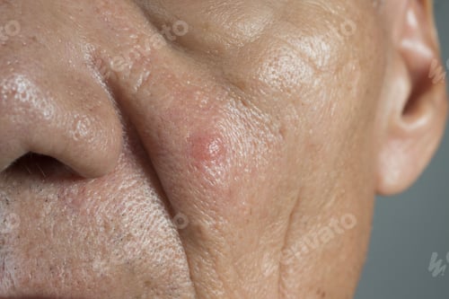 Preview: Man with a big ugly pimple on his cheek