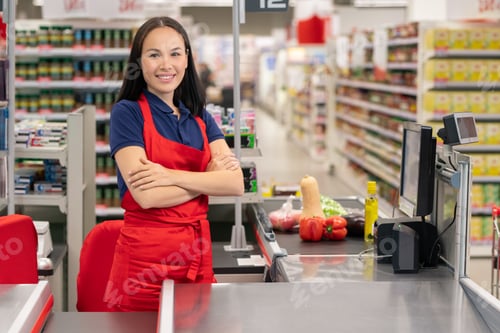 Preview: Asian Woman Working In Hypermarket