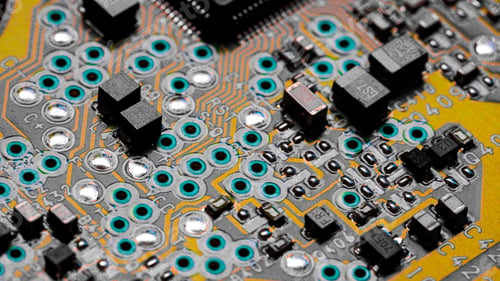 Preview: Macro Close up of printed wiring on PC circuit board