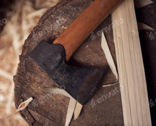 Preview: Woodworking axe, close-up