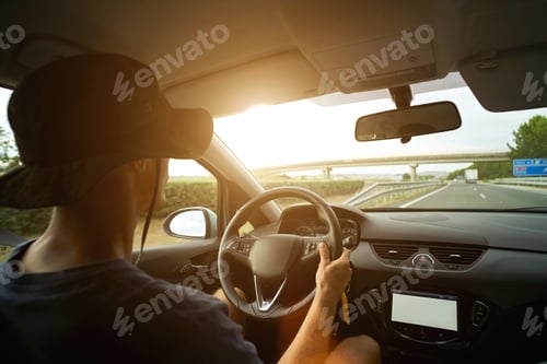 Preview: Car traveling and gps navigation on interurban road