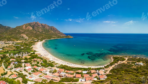 Preview: Aerial drone of Foxi Manna beach in Tertenia. Sardinia, Italy