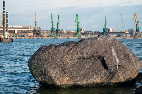 Preview: Large stone on the shore of the Baltic Sea in Klaipeda, Lithuania