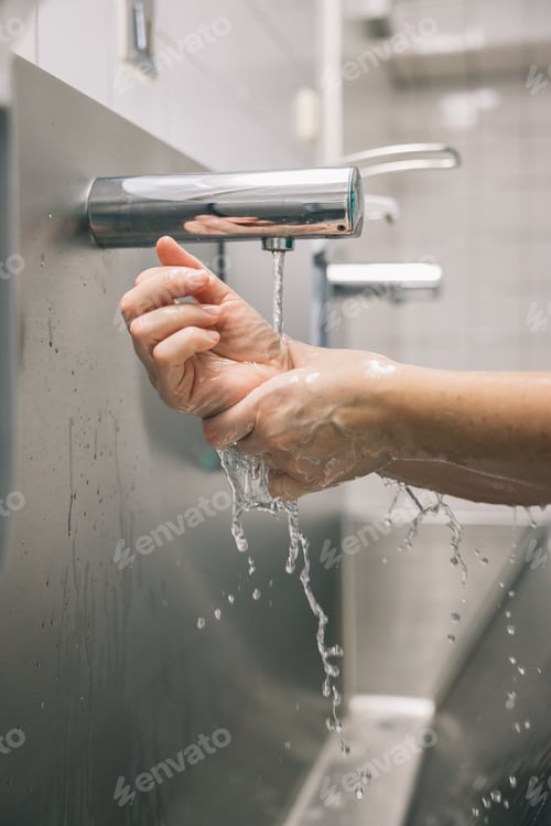 Preview: Unrecognizable person washing hands