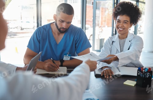 Preview: Doctors meeting and hospital planning document for healthcare facility strategy and communication.