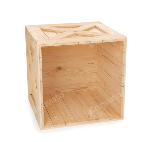 Preview: Open new wooden crate isolated on white