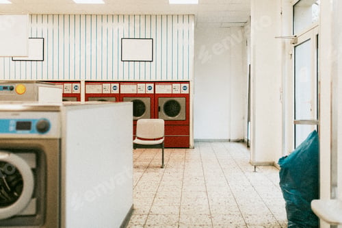 Preview: Washing machines in a retro laundromat