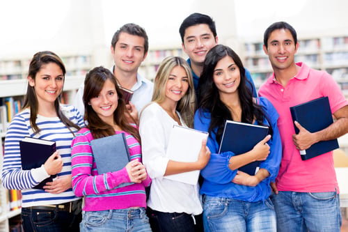 Preview: Group Of College Students At The Library Smiling