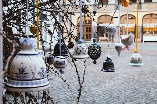 Preview: Handmade ceramic Christmas balls and bells hanging on the ribbon as a decoration 🔆NOMINATED🔆