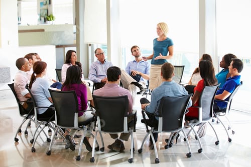 Preview: Businesswoman Addressing Multi-Cultural Office Staff Meeting
