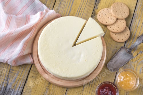 Preview: Traditional cheesecake on the wooden table