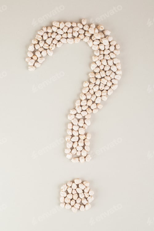 Preview: White pea beans in question symbol style on concrete background