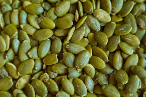 Preview: Pumpkin seeds, top view of healthy products