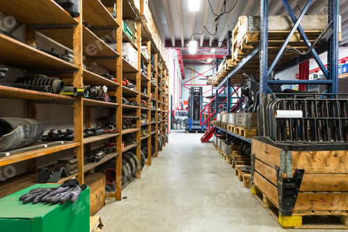Preview: 55120,Shelves, tools and aisles in warehouse