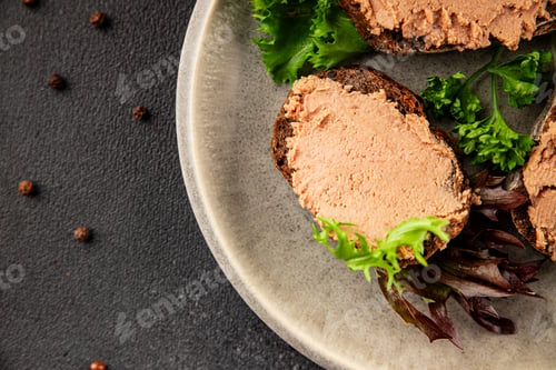 Preview: Pate sandwiches chicken liver or duck meat tasty snack fresh gourmet food background