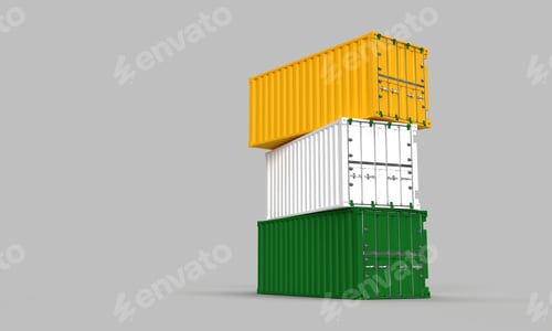 Preview: Container india flag yelow white green color object industry transportation shipping harbor business