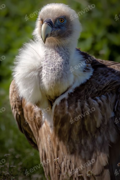 Preview: Vulture in white and brown plumage looking away
