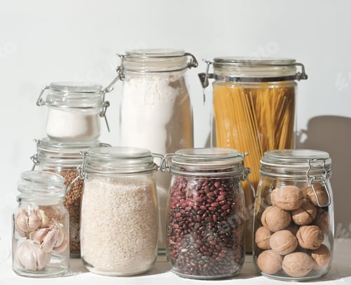 Preview: Organic products in a zero waste jars. Food storage in a low-waste kitchen.