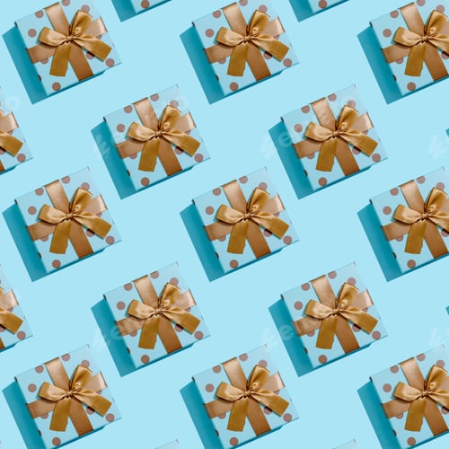 Preview: Christmas gift pattern on blue background