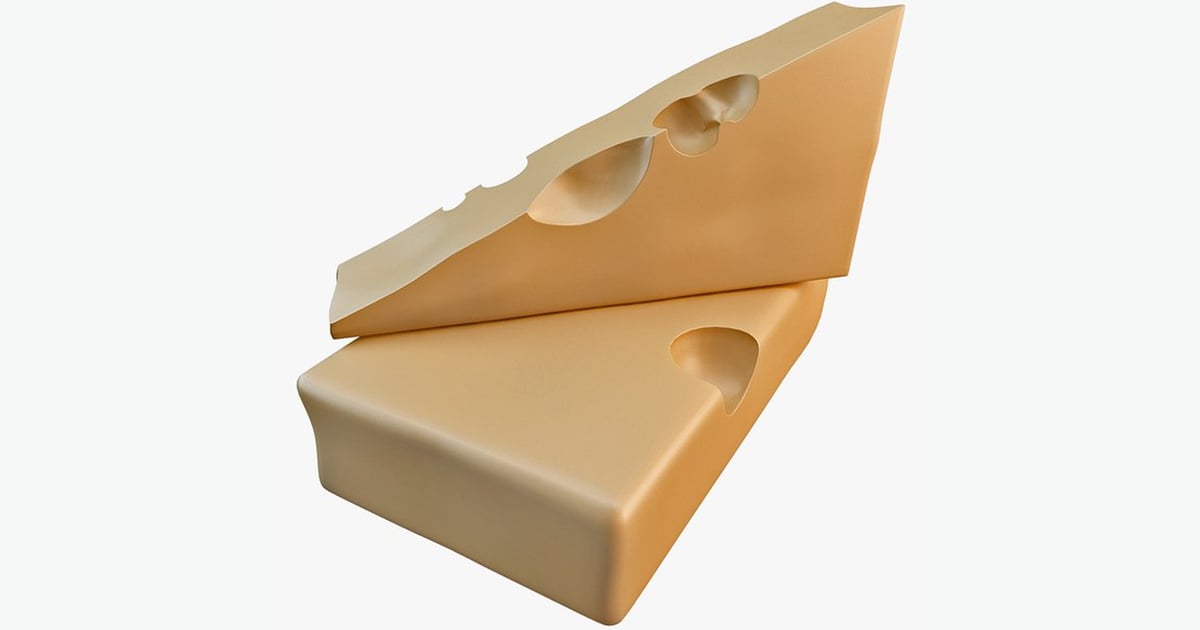 Stacked triangular cheese with cutouts 3D, Incl. Cheese & dairy - Envato