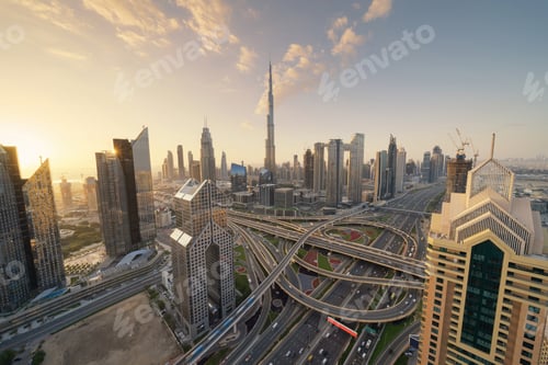 Preview: Dubai Downtown skyline, United Arab Emirates or UAE. Urban city.