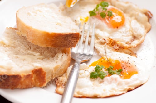 Preview: home made bread and organic fried eggs
