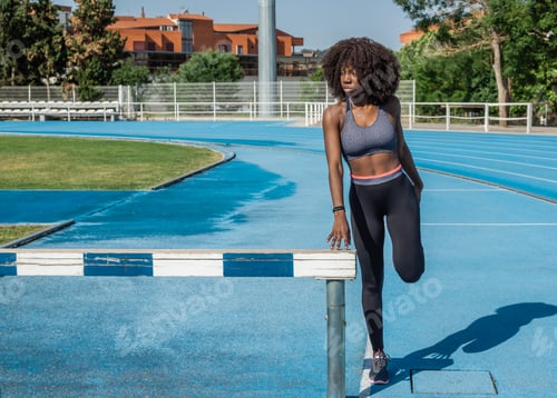Preview: black athlete girl stretching