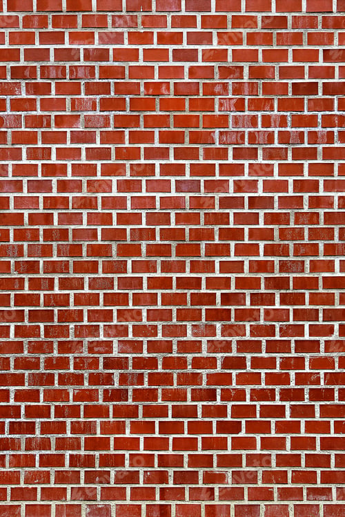 Terracotta Brick Wall Background with Gray Mortar