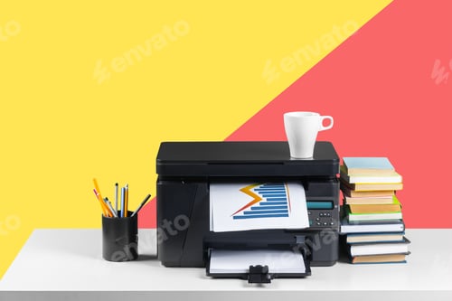 Preview: Printer, copier, scanner. Office table