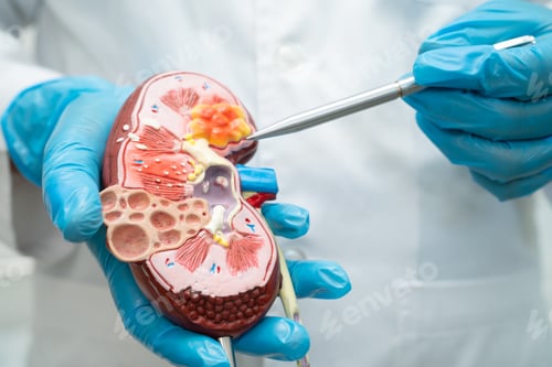Preview: Kidney disease, Chronic kidney disease ckd, Doctor with human model to study and treat in hospital.